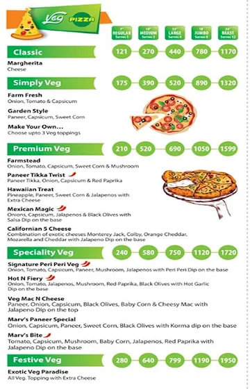 Marv's Pizza menu 