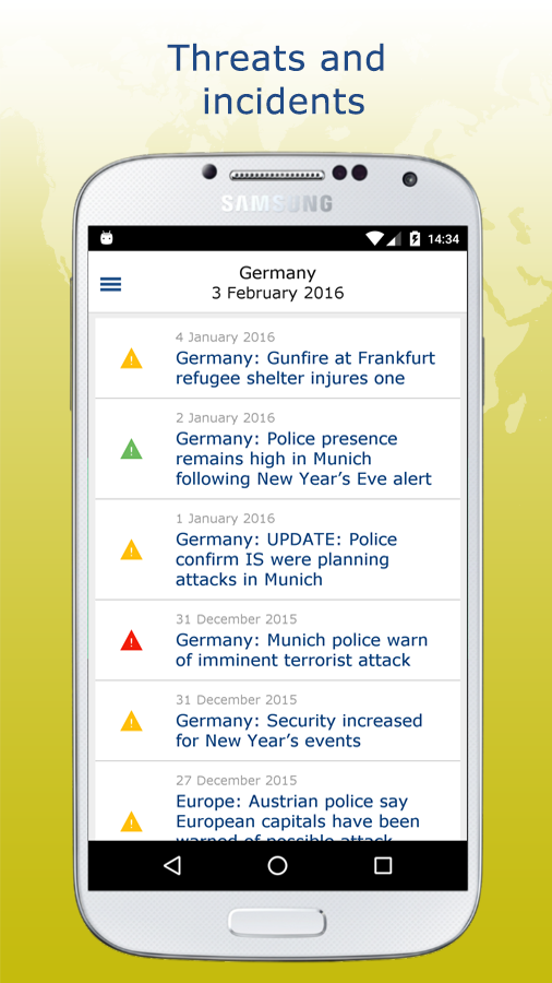 Android application ERV travel & care screenshort