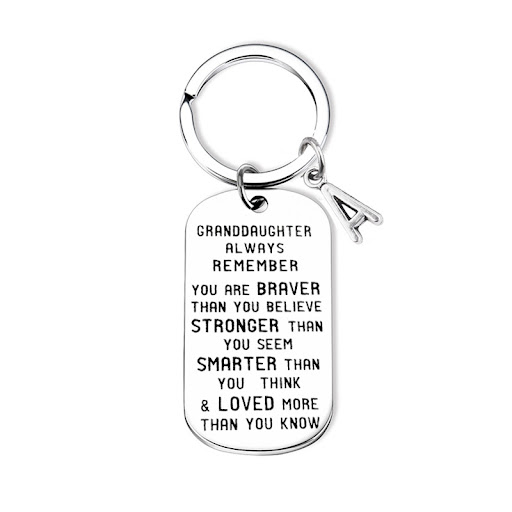 Title 3, New Stainless Steel Tag Grandchild Keychain. A ...