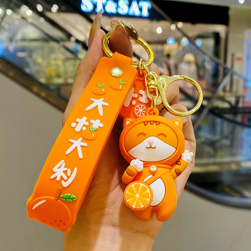 Creatieve grote oranje Italiaanse schattige kat sleutelhanger, een leuke en handige accessoire voor je sleutels of tas.