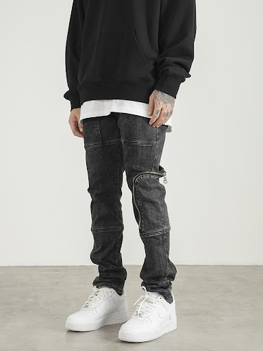 Title 3, Washed distressed gray slim fit jeans. Comforta...