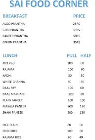 Sai Food Corner And Tiffin Service menu 1