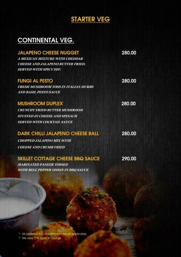 Fly High menu 