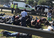 Police arrested 29 people for blocking the R21 to OR Tambo International Airport.