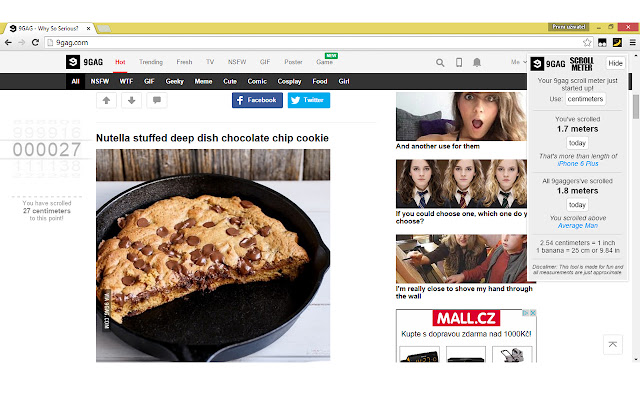 9gag ScrollMeter chrome extension