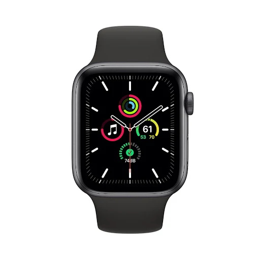 Apple Watch SE GPS, 44mm Space Gray Aluminium Case with Black Sport Band - Regular MYDT2VN/A