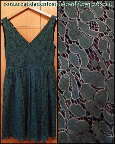 Vestido verde encaje Zara