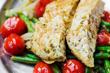 One-Pan Baked Halibut Recipe with Vegetables
