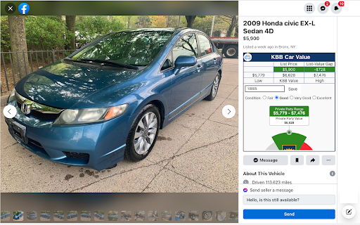 KBB Car Value for Facebook Marketplace