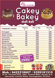 Cakey Bakey menu 1