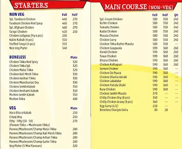 Thali Master menu 