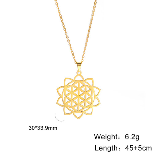 Title 6, Hollow Life Flower Stainless Steel Womens Neck...