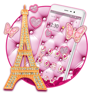 Download Gold Glitter Eiffel Tower Theme For PC Windows and Mac
