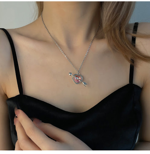 Title 5, Sweet Cool Love Heart-piercing Necklace. Expres...