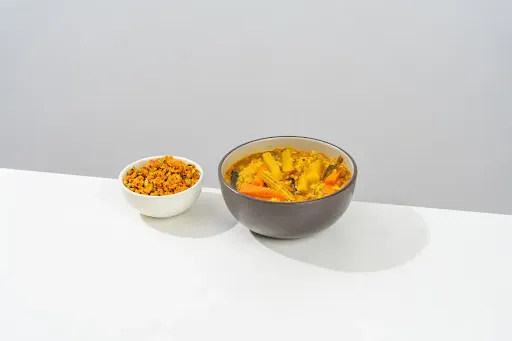Sambar Annam With Egg Paratu ( Sambar Rice Bowl With Egg Bhurji)