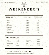 Weekender's Cafe menu 1