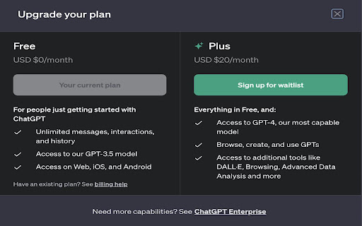 Enable ChatGPT Plus Subscription