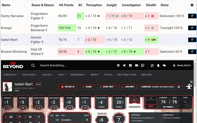 D&D Beyond DM-Screen & Spell List Manager chrome extension