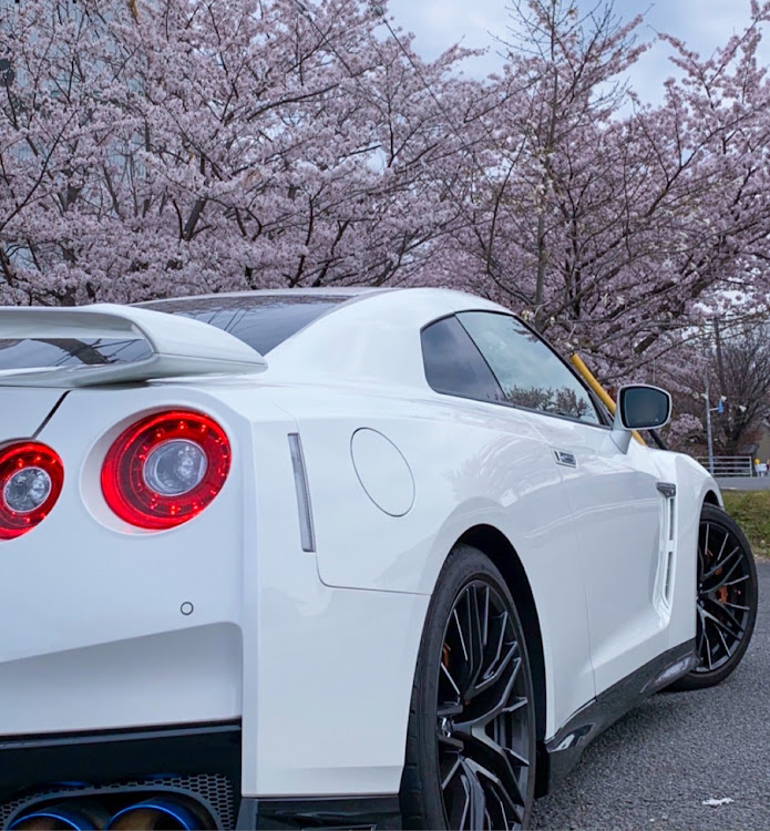 NISSAN GT-Rのおケツが素敵・オケツとサクラ・桜とコラボ🌸・おしりショットに関するカスタム事例の投稿画像1枚目