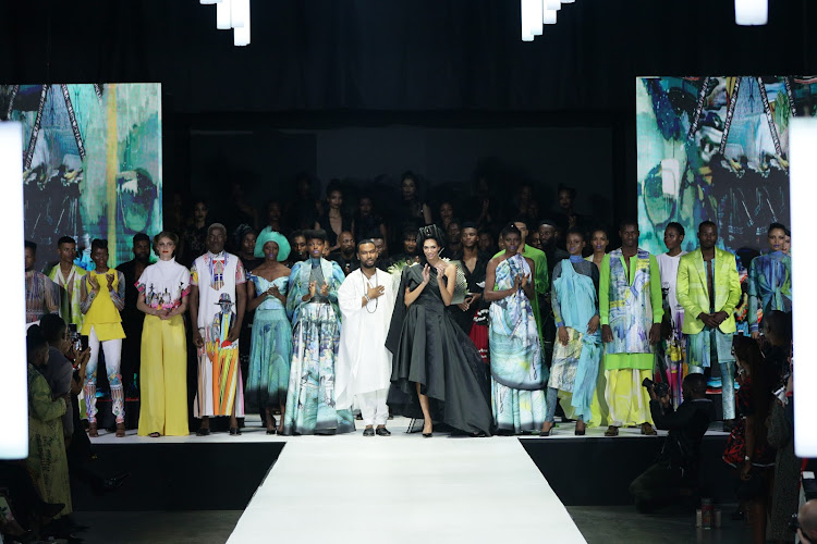 The finale of the David Tlale show at African Fashion International Joburg Fashion Week.