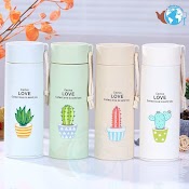 Bình Giữ Nhiệt Lõi Thủy Tinh Vỏ Bọc Nhựa In Hình Dễ Thương 400Ml Và 450Ml - Đặc Biệt Có Dây Xách Rất Tiện Lợi