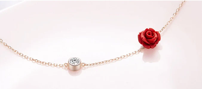 Pulseira de tornozelo de flor de rosa 925 Pulseira cúbica de zircônia prateada Jóias de moda de prata esterlina para mulheres