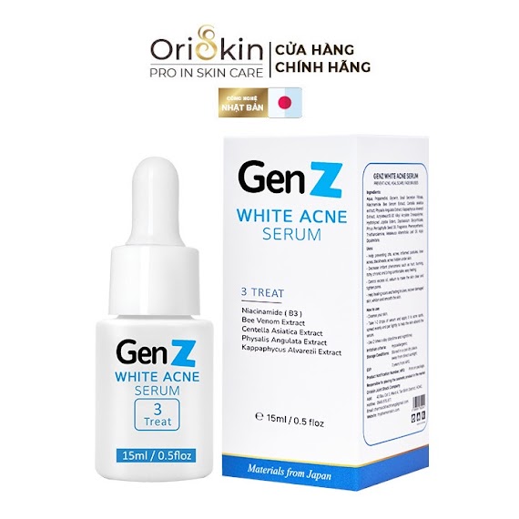 Serum Giảm Mụn Oriskin Genz White Acne Serum Loại Bỏ Các Loại Mụn Viêm, Trứng Cá Và Mụn Đầu Đen 15Ml