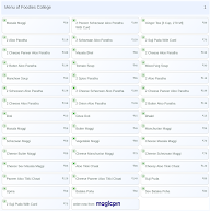 Foodies College menu 1