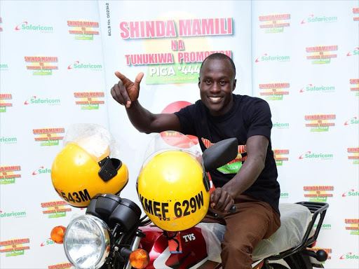 Winner of a boda boda courtesy of Safaricom #ShindaMaMili