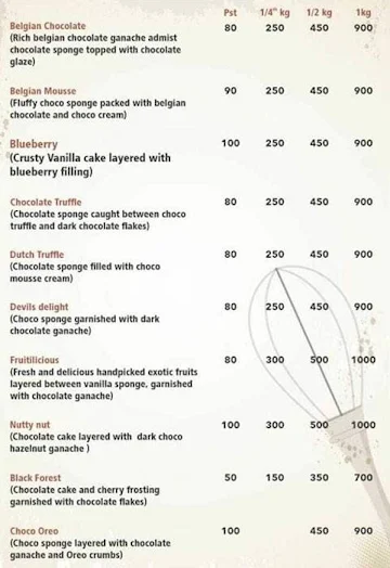 Jollys We The Bakers menu 