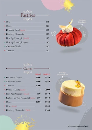 Drizzle & Dust menu 