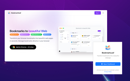Bookmarkleaf - Bookmarks to beautiful Web