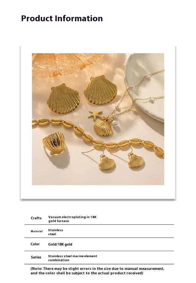 Ensemble de boucles d'oreilles et collier Marine Elements en acier titane, luxe léger et design unique pour un style raffiné et durable.