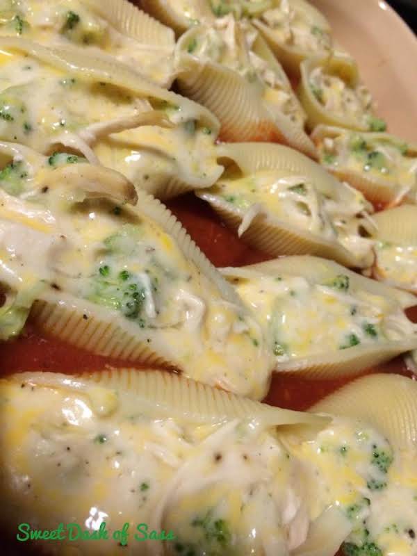 Chicken Broccoli Alfredo Stuffed Shells Recipe | Just A Pinch