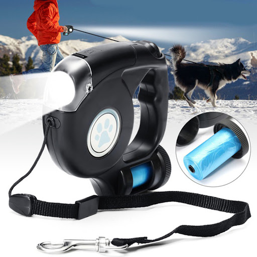 Title 2, Three in One Retractable Dog Leash with Flashli...