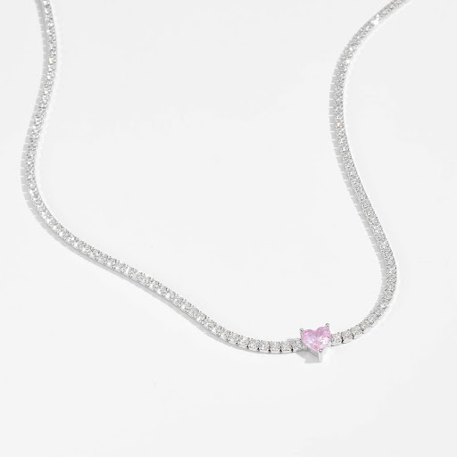 Title 5, S925 Loving Heart Sterling Silver Diamond-studd...