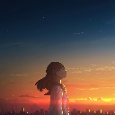Anime Girl School Uniform Student Sunset Scenery - Anime Theme