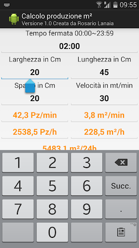 Calcolo produzione m²