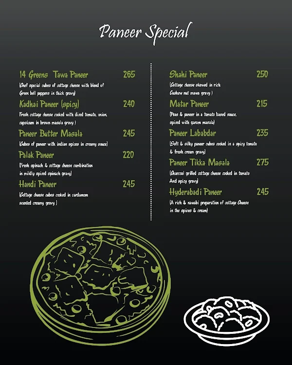 14Greens menu 