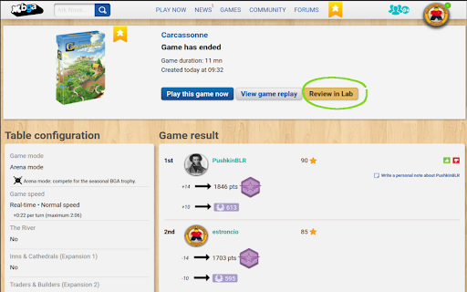 Carcassonne Lab — BGA Review screenshot 1