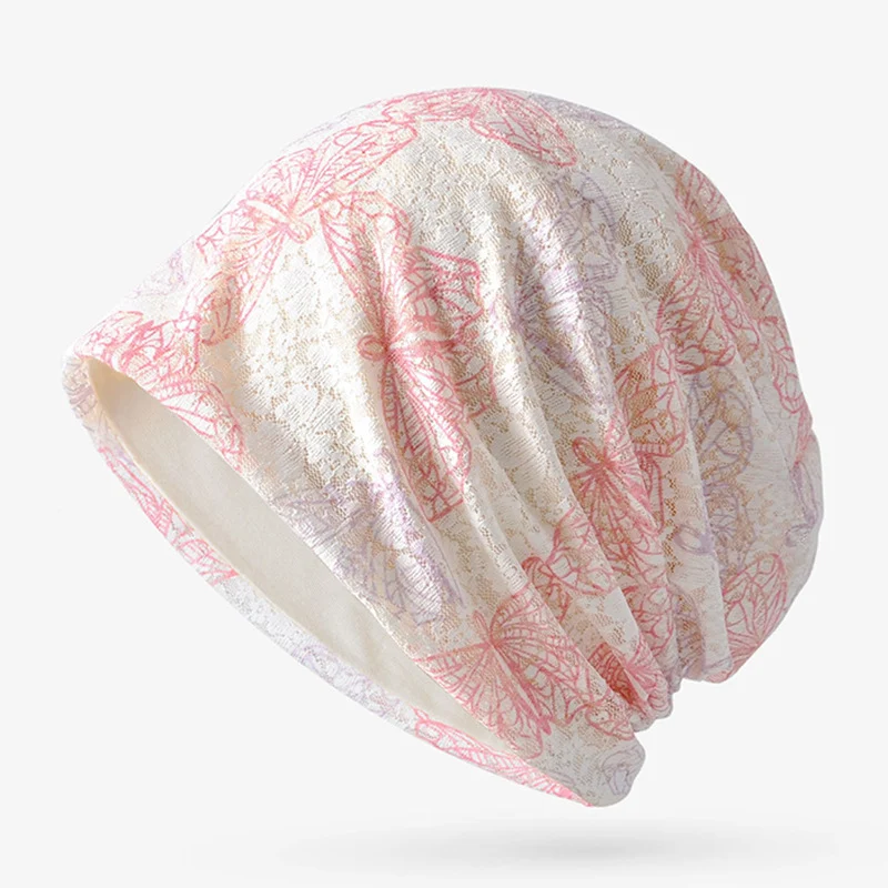 Chapeau enveloppant la tête de papillon en jacquard respirant en maille de peau de coton en dentelle