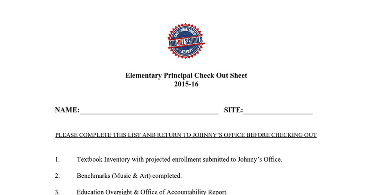 Elem Principal Check Out Sheet (2)