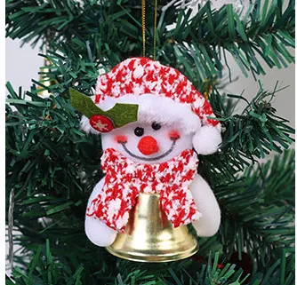 Ornements suspendus de Noël, Père Noël et élan de dessin animé, cloche pour sapin, décoration festive et gaie.