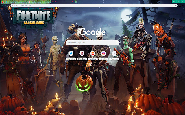 Full Team at Halloween Fortnite Battle Royale chrome extension