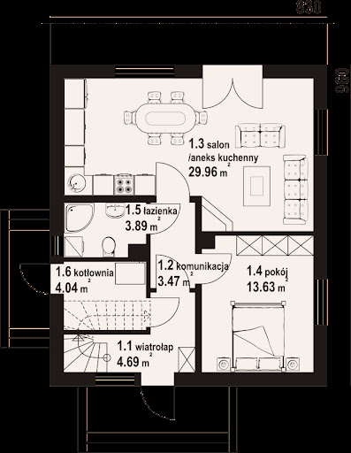 Grochowo nowe 3 bb - Rzut parteru