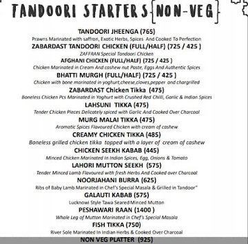 Zabardast Zaffran menu 