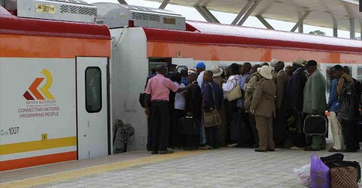 Passengers queue to board a train at the SGR Mombasa Terminus on Friday last week /MONICAH MWANGI