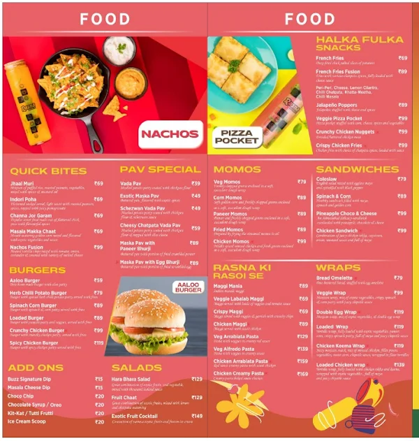 Rasna Buzz menu 