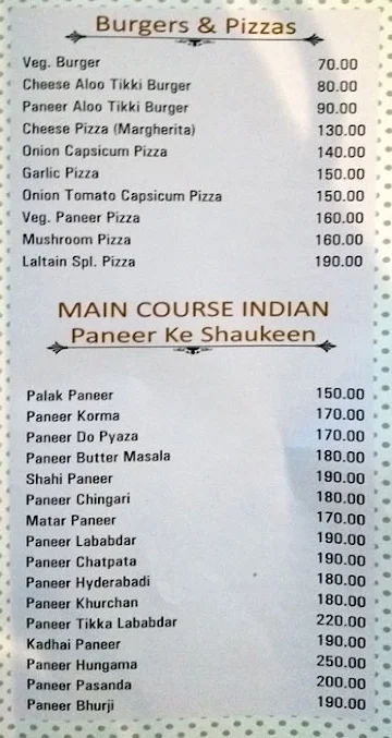 Laltain Restaurant menu 