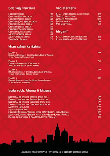 Khan Saheb Grills and Rolls menu 